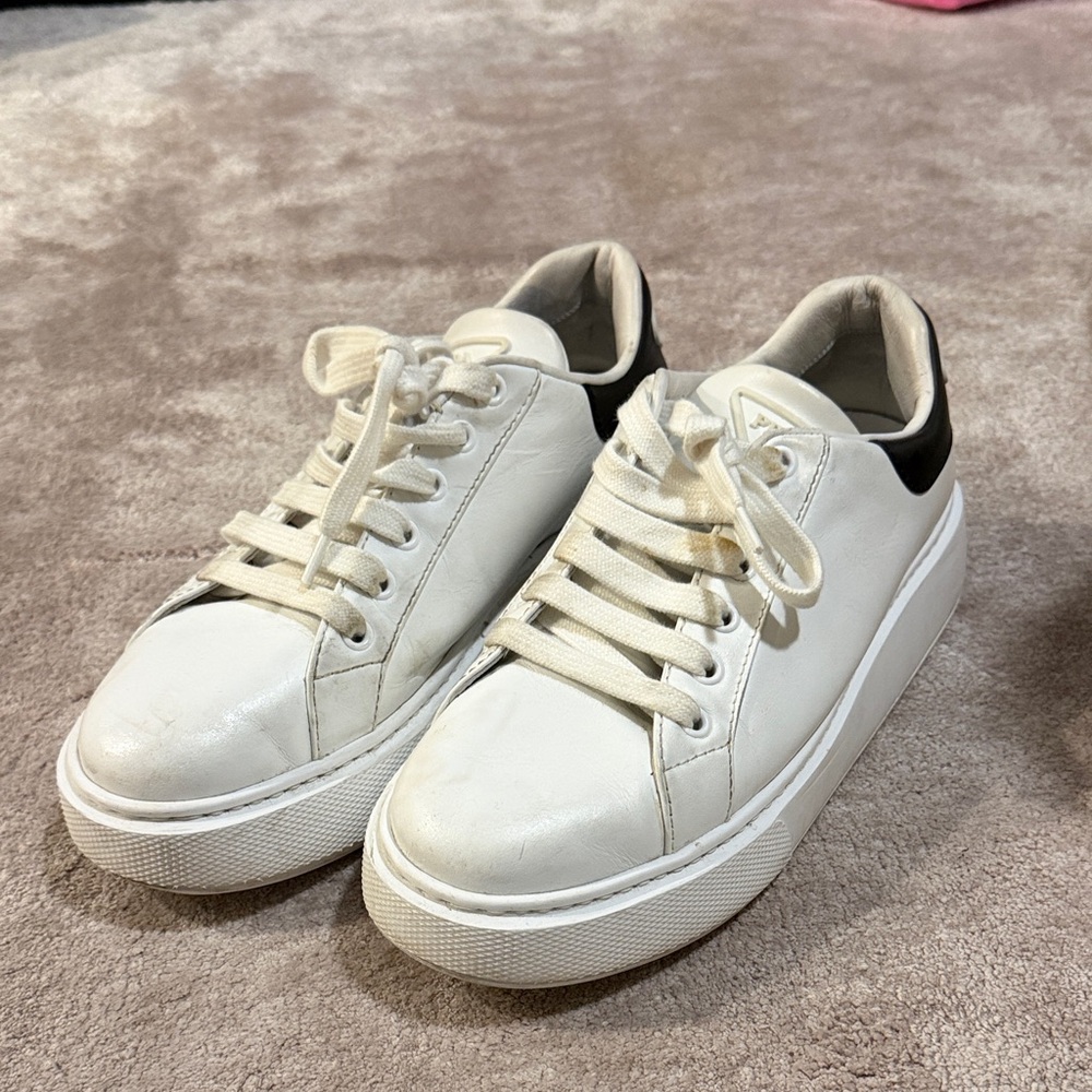 Prada Women's White and Black Sneakers